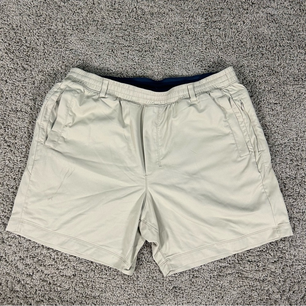 Birddogs Mens Shorts 3XL Beige Boomstick Lined Elastic 6" Athletic Gym Outdoor